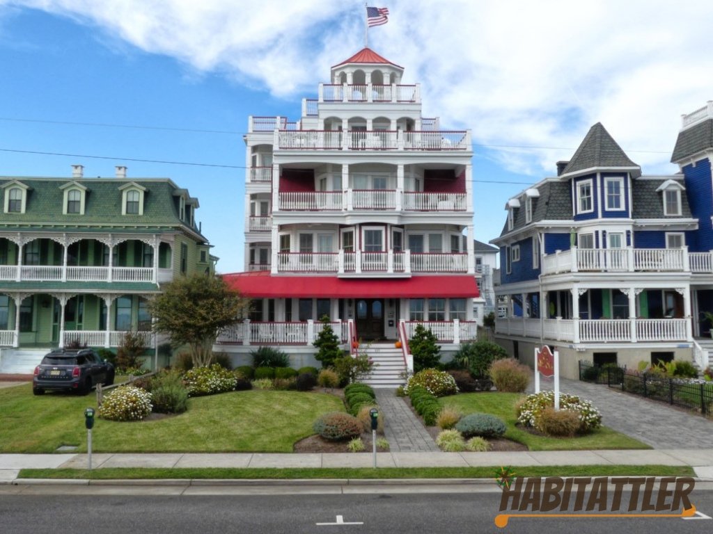 Victorian architecture examples along Beach Avenue in Cape May New Jersey. habitattler